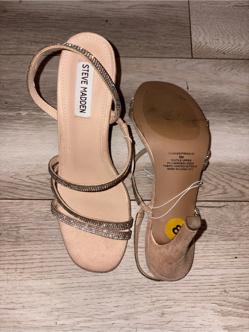 Steve Madden Nude Rhinestone Strappy Heels - Picture 2 of 3
